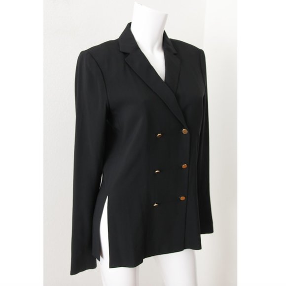 Celine Double Breasted High Slit Crepe Blazer Jacket 40 Pheobe Philo - Picture 2 of 10
